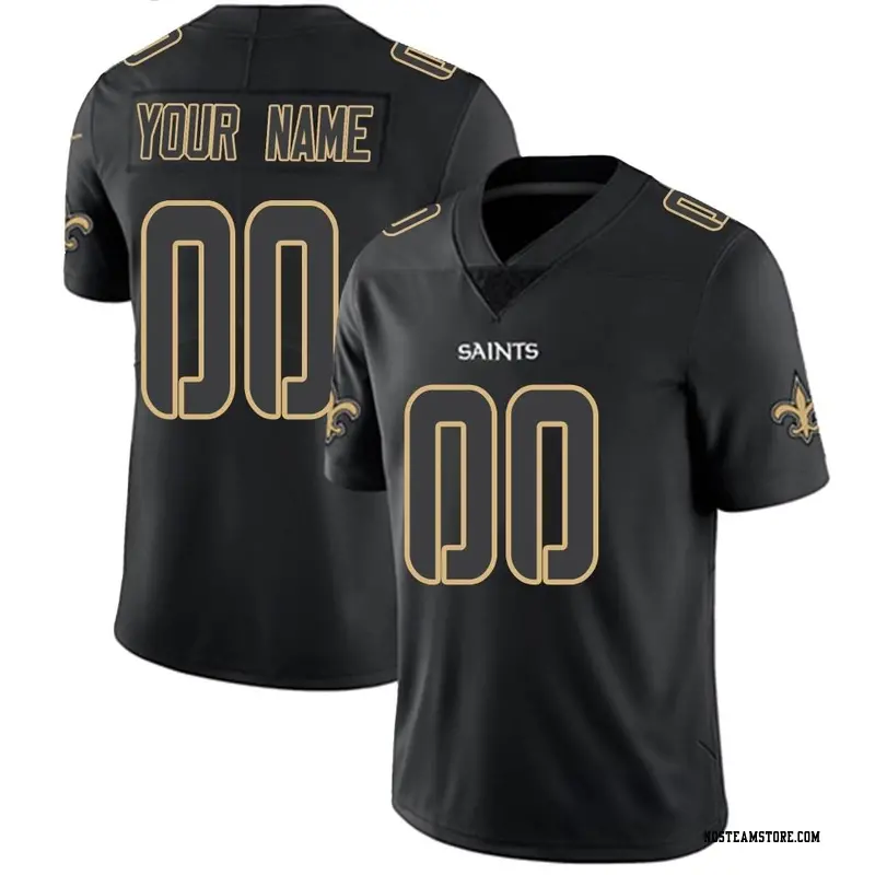 Men's Custom New Orleans Saints Jersey - Black Impact Limited